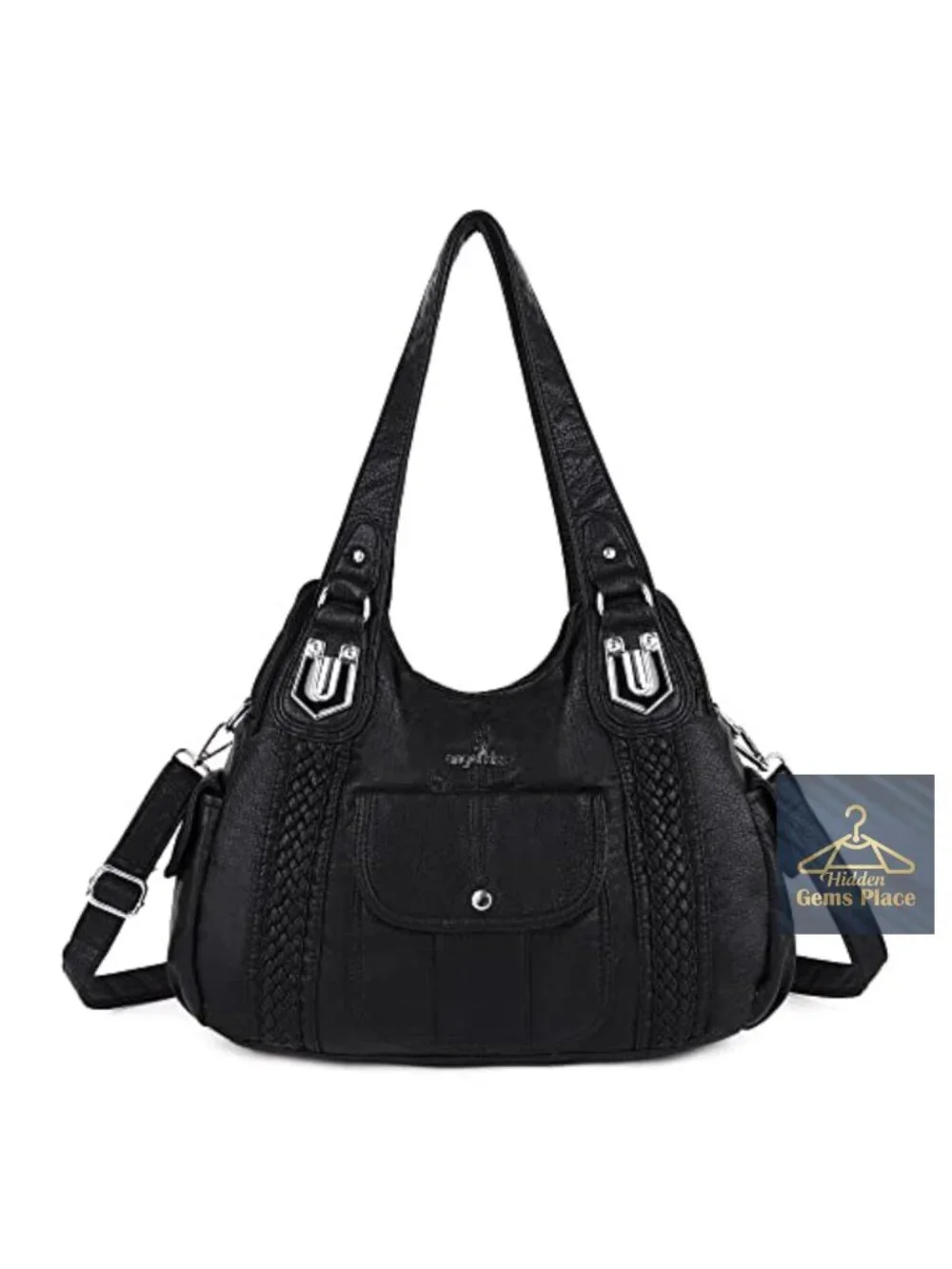 Washed Vegan Leather Crossbody Hobo Satchel Shoulder Tote Purse